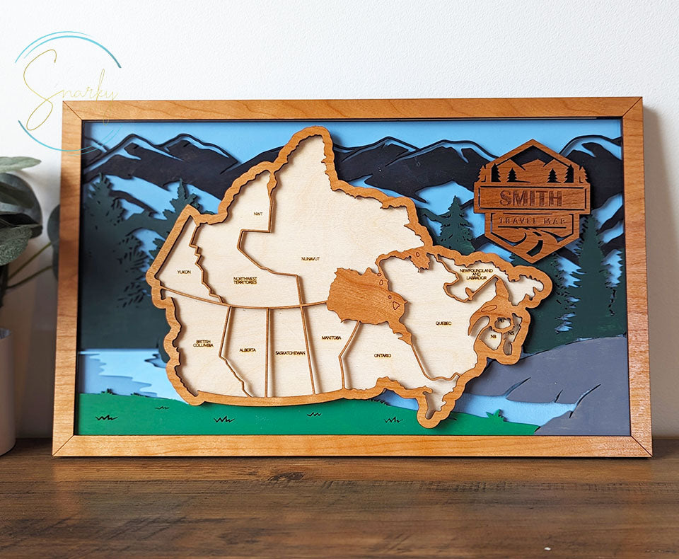 Canadian Travel Map, Canada Travel Map, Canadian provinces map, gift for hiker, anniversary gift, gift for outdoorsy man