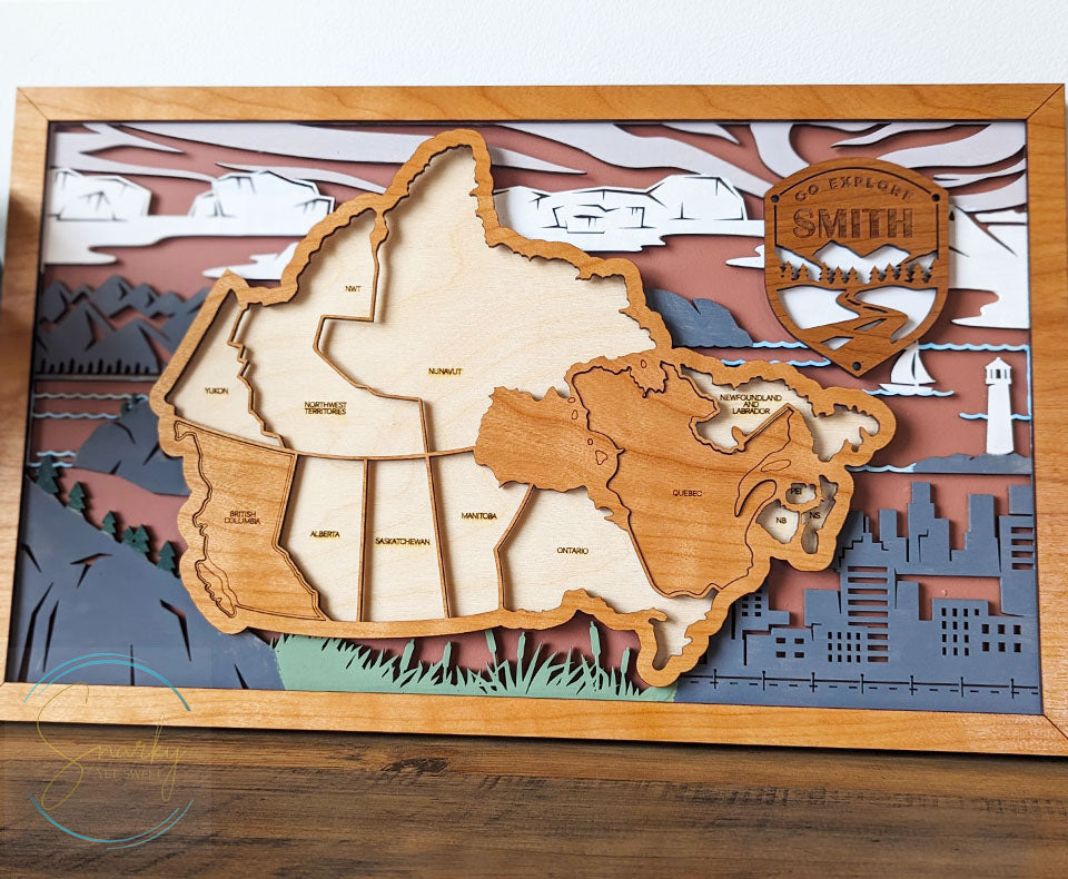 Canadian Travel Map, Canada Travel Map, Canadian provinces map, gift for hiker, anniversary gift, gift for outdoorsy man