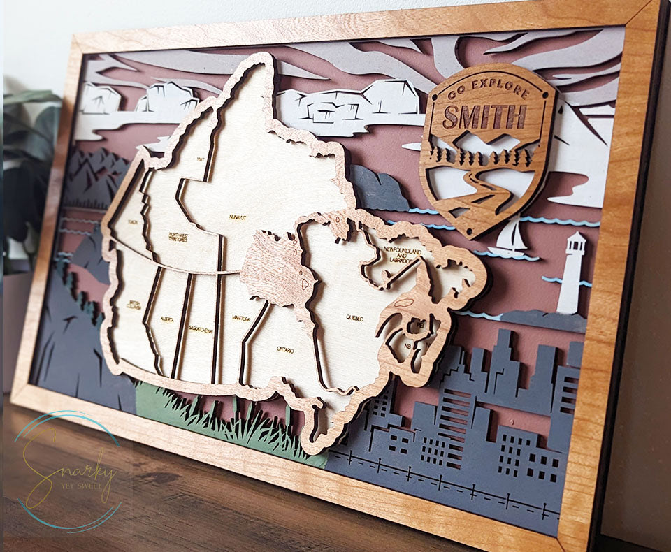 Canadian Travel Map, Canada Travel Map, Canadian provinces map, gift for hiker, anniversary gift, gift for outdoorsy man