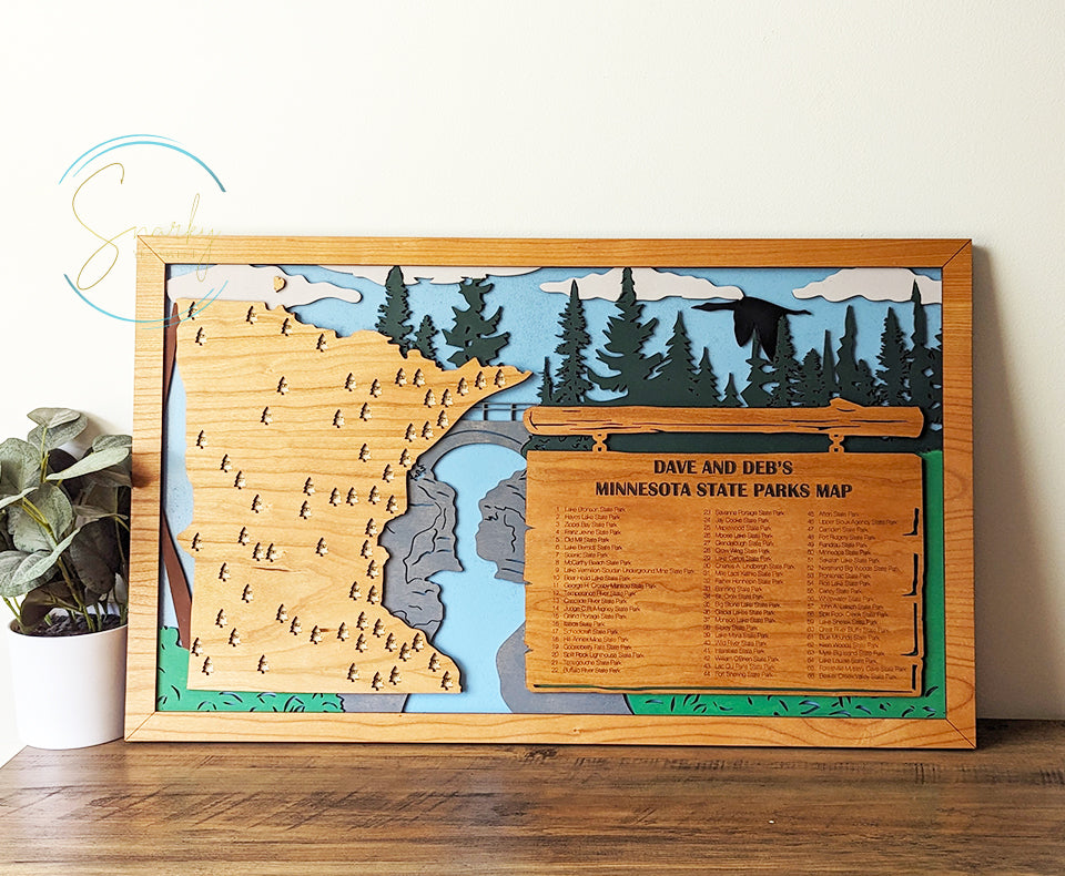 Minnesota State Parks Travel Map, State Parks Marker, US Travel Map, family road trip tracker, travel home decor, gift for hiker