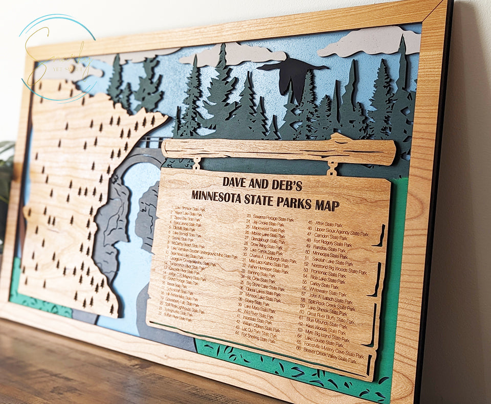 Minnesota State Parks Travel Map, State Parks Marker, US Travel Map, family road trip tracker, travel home decor, gift for hiker