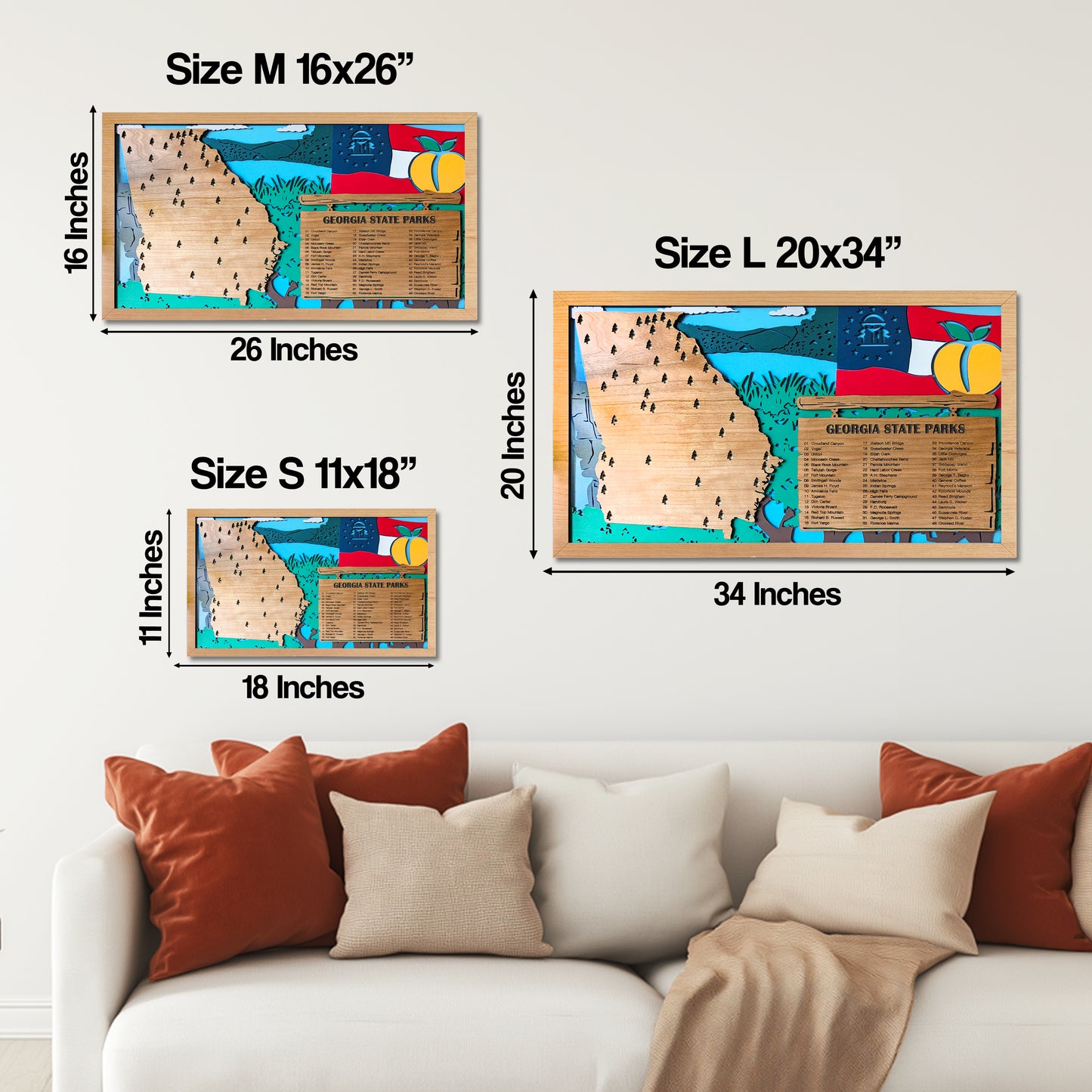 Georgia State Parks Travel Map, State Parks Marker, US Travel Map, family road trip tracker, travel home decor, gift for hiker