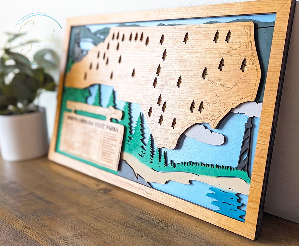 North Carolina State Parks Travel Map, State Parks Marker, US Travel Map, family road trip tracker, travel home decor, gift for hiker