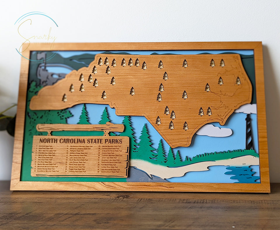 North Carolina State Parks Travel Map, State Parks Marker, US Travel Map, family road trip tracker, travel home decor, gift for hiker