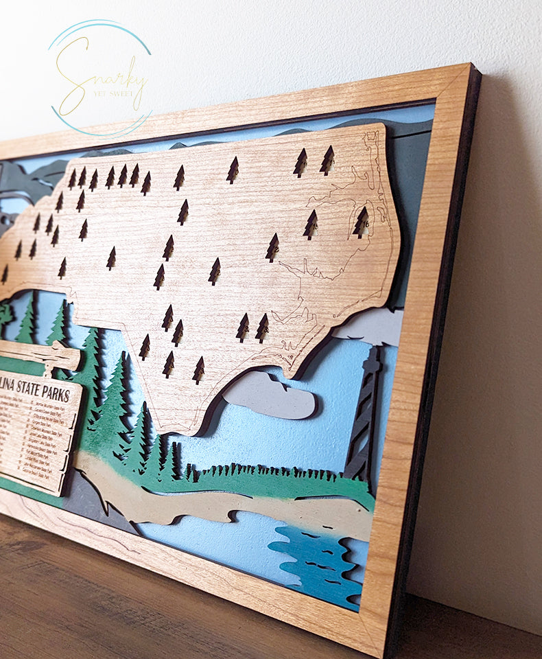 North Carolina State Parks Travel Map, State Parks Marker, US Travel Map, family road trip tracker, travel home decor, gift for hiker