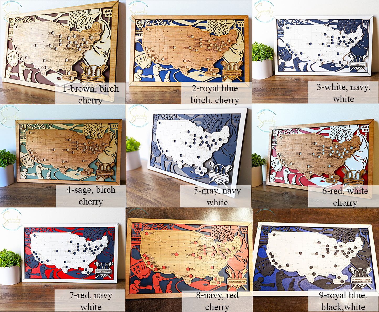 MLB stadium map, pro baseball stadium tracker, MLB stadium travel map, gift for baseball lover, gift for men
