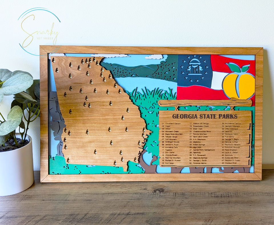 Georgia State Parks Travel Map, State Parks Marker, US Travel Map, family road trip tracker, travel home decor, gift for hiker