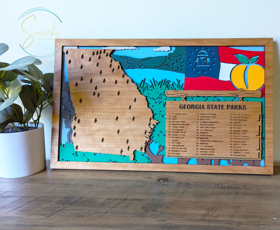 Georgia State Parks Travel Map, State Parks Marker, US Travel Map, family road trip tracker, travel home decor, gift for hiker
