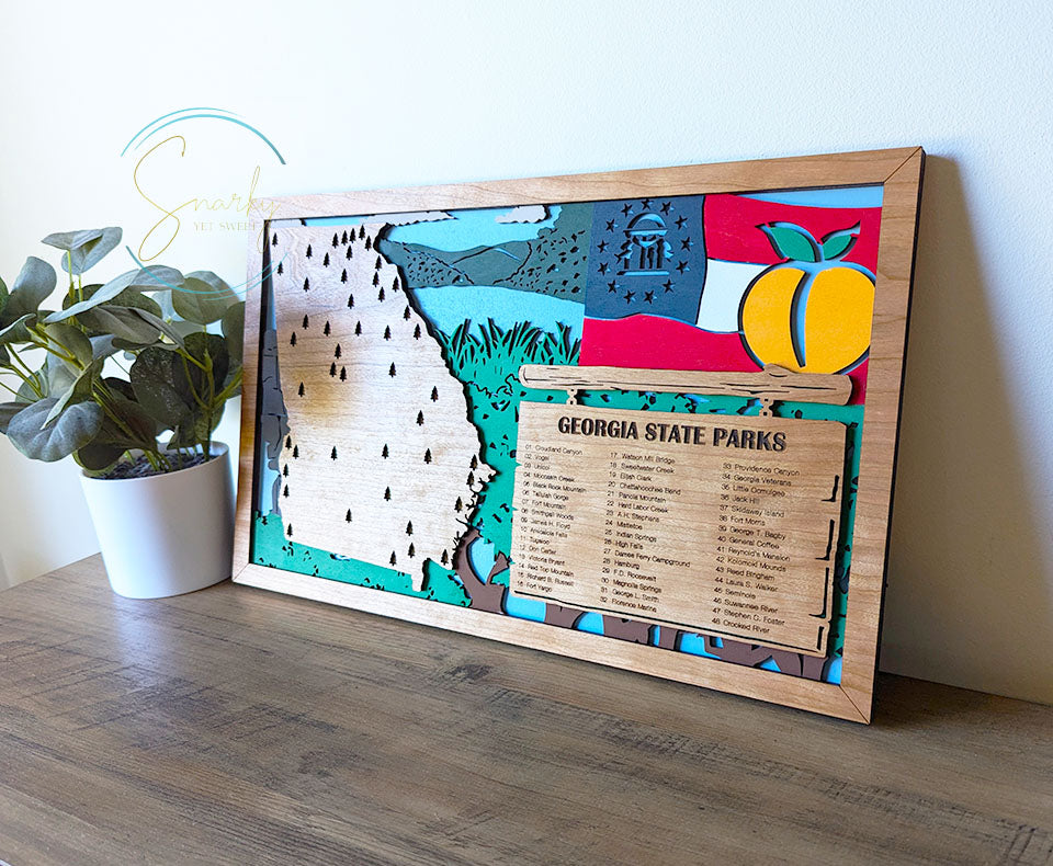 Georgia State Parks Travel Map, State Parks Marker, US Travel Map, family road trip tracker, travel home decor, gift for hiker