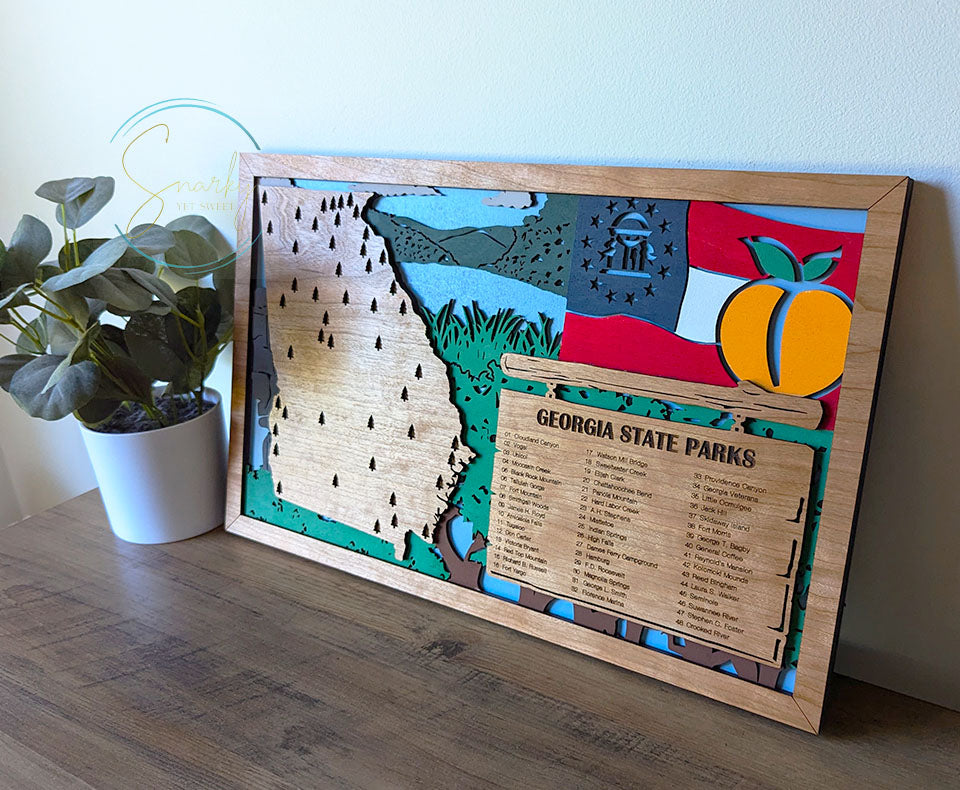 Georgia State Parks Travel Map, State Parks Marker, US Travel Map, family road trip tracker, travel home decor, gift for hiker