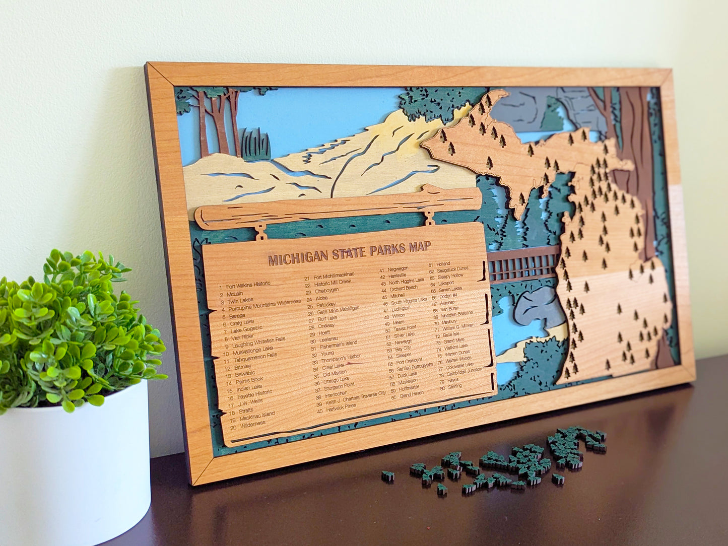 Michigan State Park Map, State Parks Marker, US Travel Map, Michigan park map, Michigan gifts, retirement gift, Michigan gifts for men