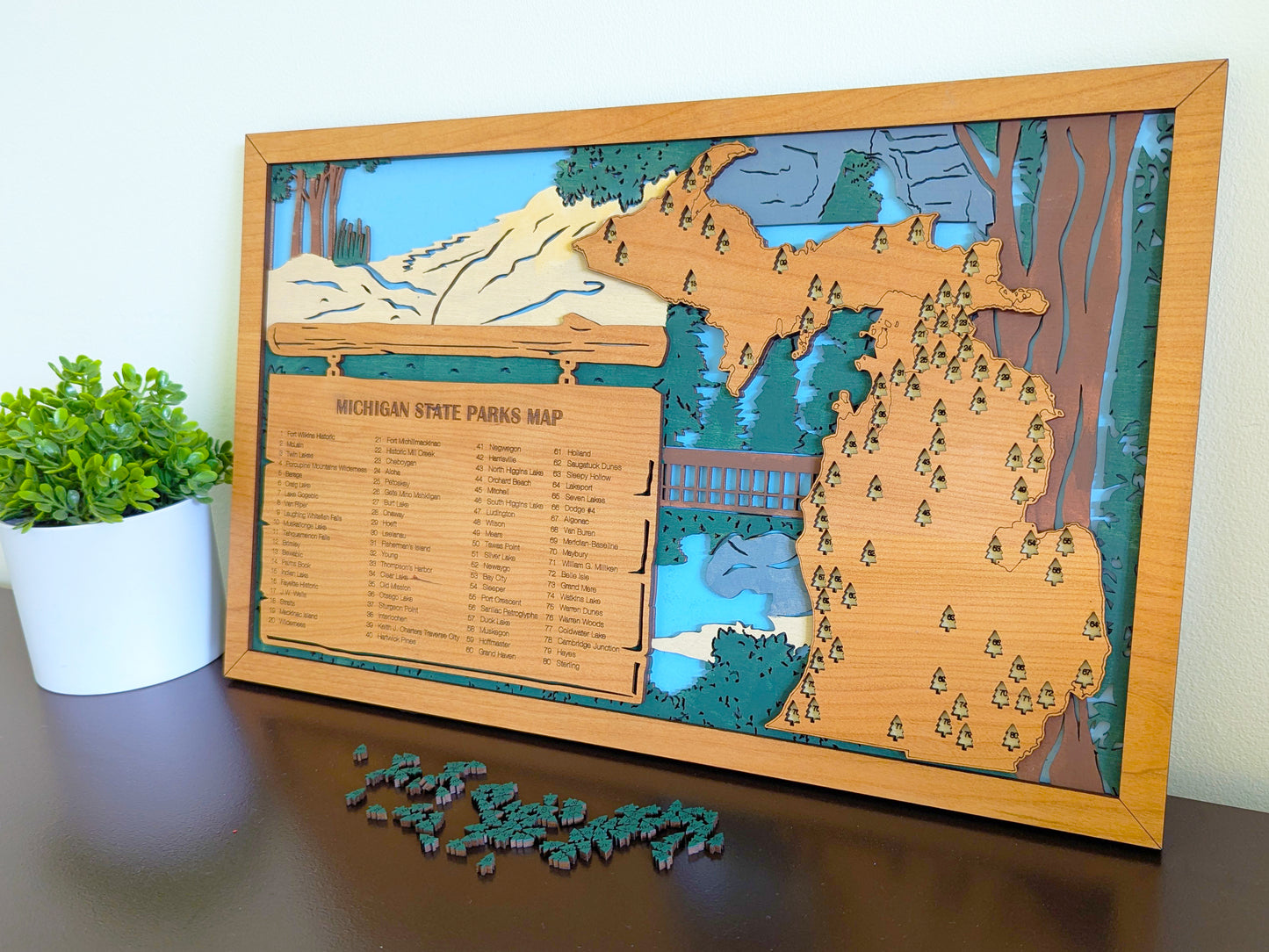 Michigan State Park Map, State Parks Marker, US Travel Map, Michigan park map, Michigan gifts, retirement gift, Michigan gifts for men