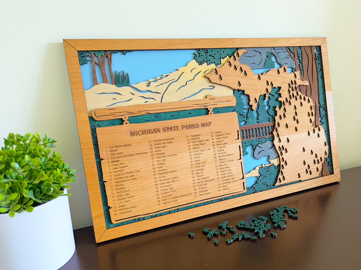 Michigan State Park Map, State Parks Marker, US Travel Map, Michigan park map, Michigan gifts, retirement gift, Michigan gifts for men