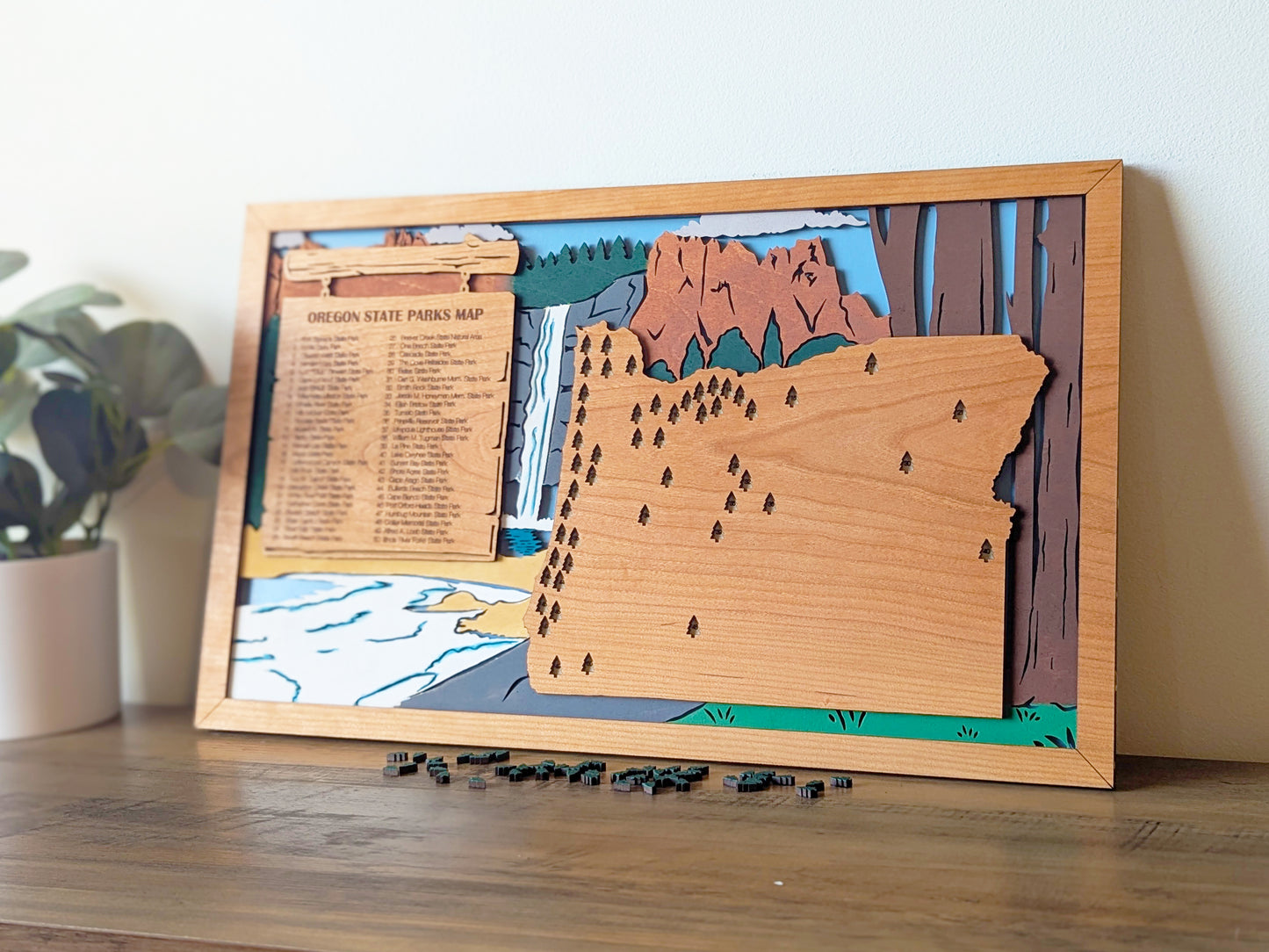 Oregon State Park Map, State Parks Marker, US Travel Map, Oregon state map poster, Oregon state park art, retirement gift for hikers