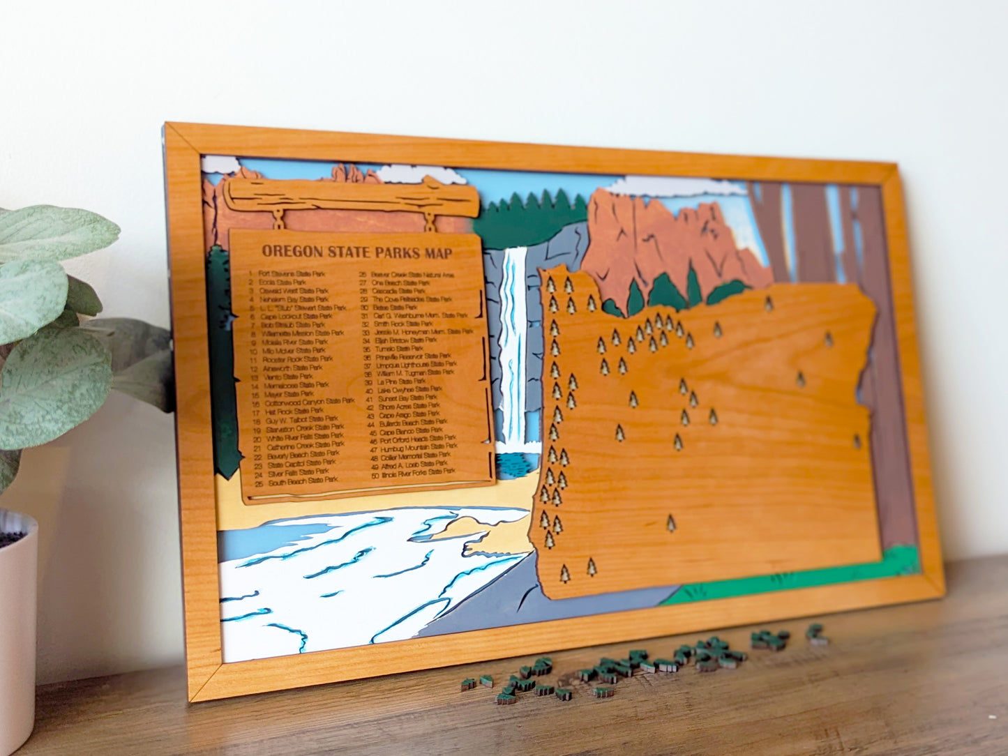 Oregon State Park Map, State Parks Marker, US Travel Map, Oregon state map poster, Oregon state park art, retirement gift for hikers