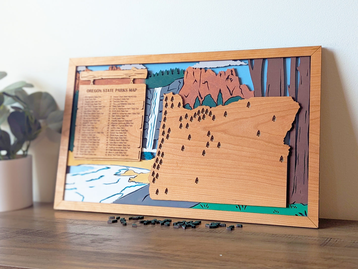Oregon State Park Map, State Parks Marker, US Travel Map, Oregon state map poster, Oregon state park art, retirement gift for hikers