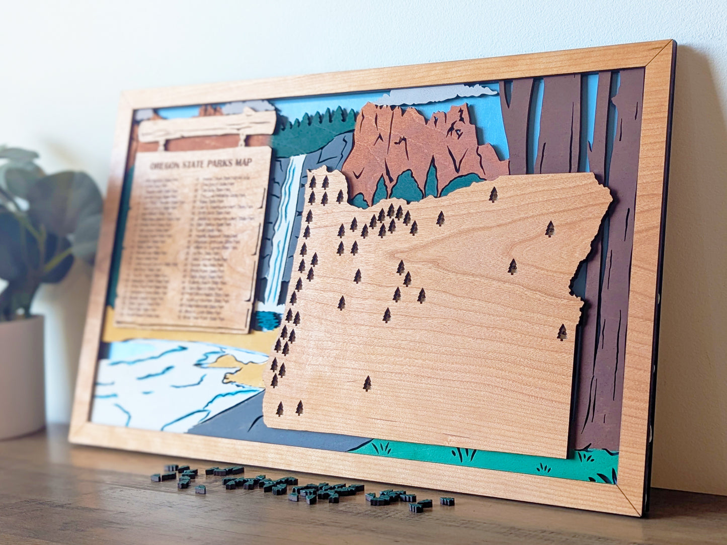 Oregon State Park Map, State Parks Marker, US Travel Map, Oregon state map poster, Oregon state park art, retirement gift for hikers