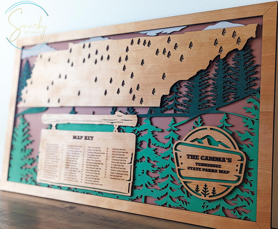 Tennessee State Parks Travel Map, State Parks Marker, US Travel Map, family road trip tracker, travel home decor, gift for hiker