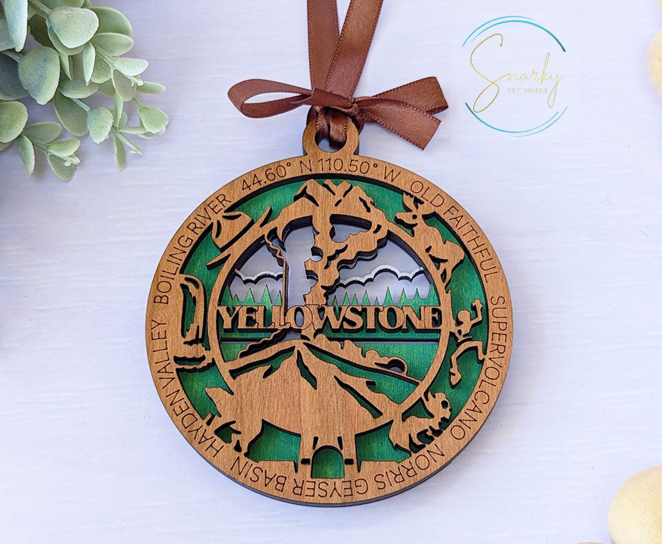 Yellowstone national park ornament, Yellowstone ornament, Yellowstone souvenir, national park gifts, national park ornament, gift for hiker