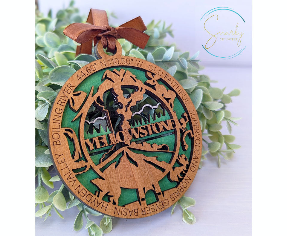 Yellowstone national park ornament, Yellowstone ornament, Yellowstone souvenir, national park gifts, national park ornament, gift for hiker