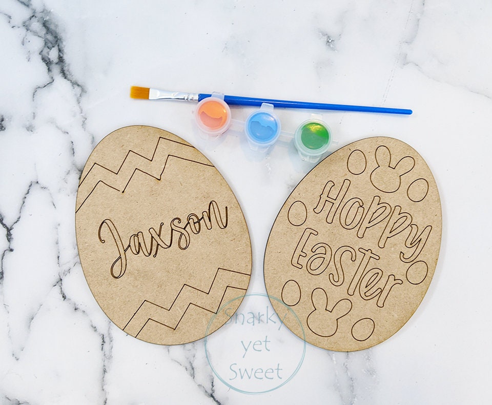 Kids Easter Eggs DIY kit, eggs coloring kit, laser engraved wood eggs, Easter decor, Easter basket filler, Easter basket gift