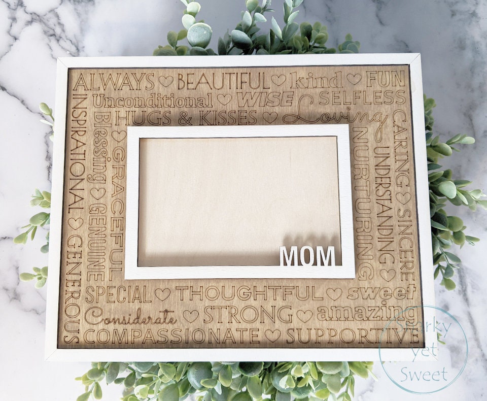 Mother's Day Photo Frame, wood engraved photo frame, personalized gift, gift for mom, gift for grandma