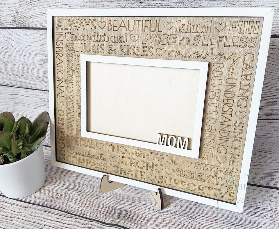 Mother's Day Photo Frame, wood engraved photo frame, personalized gift, gift for mom, gift for grandma
