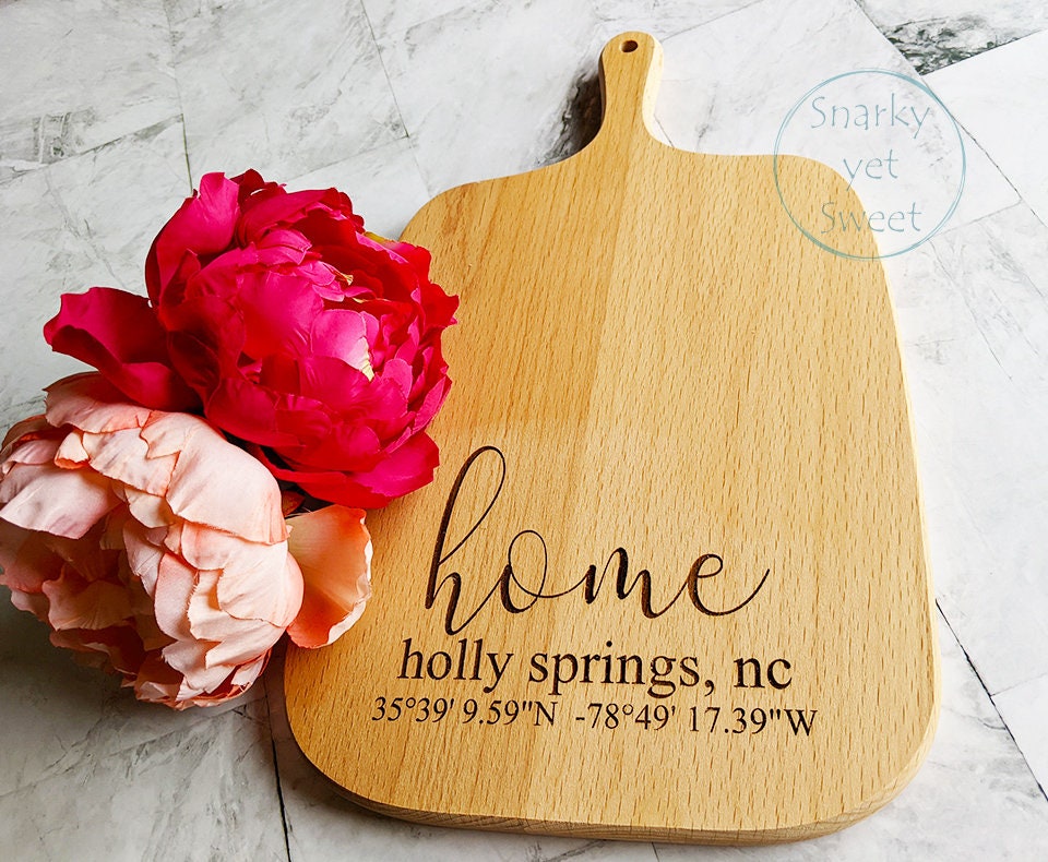 Home cutting board personalized, coordinates cutting board, realtor closing gift, realtor cutting board, home sweet home cutting board