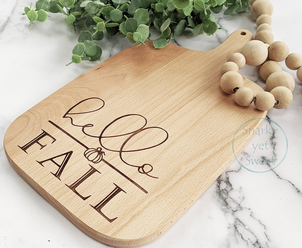 Hello Fall Decor, Fall cutting board, realtor closing gift, realtor cutting board, Fall kitchen decor