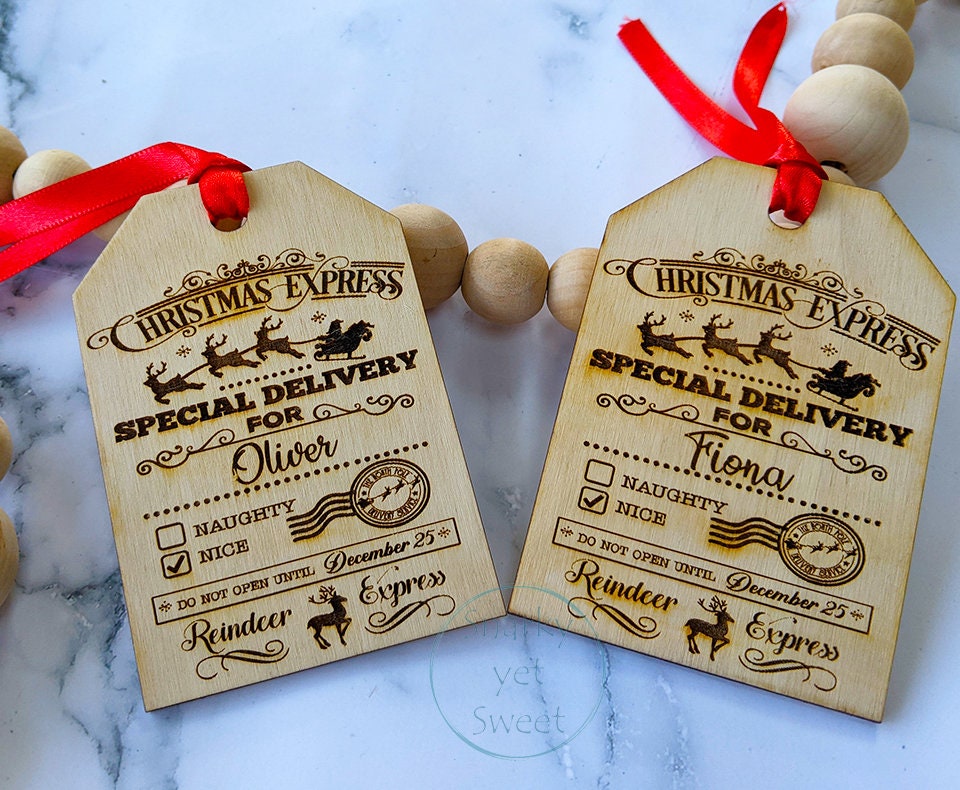 Santa gift tag, personalized gift tags from Santa, naughty or nice sign, Christmas gift tag