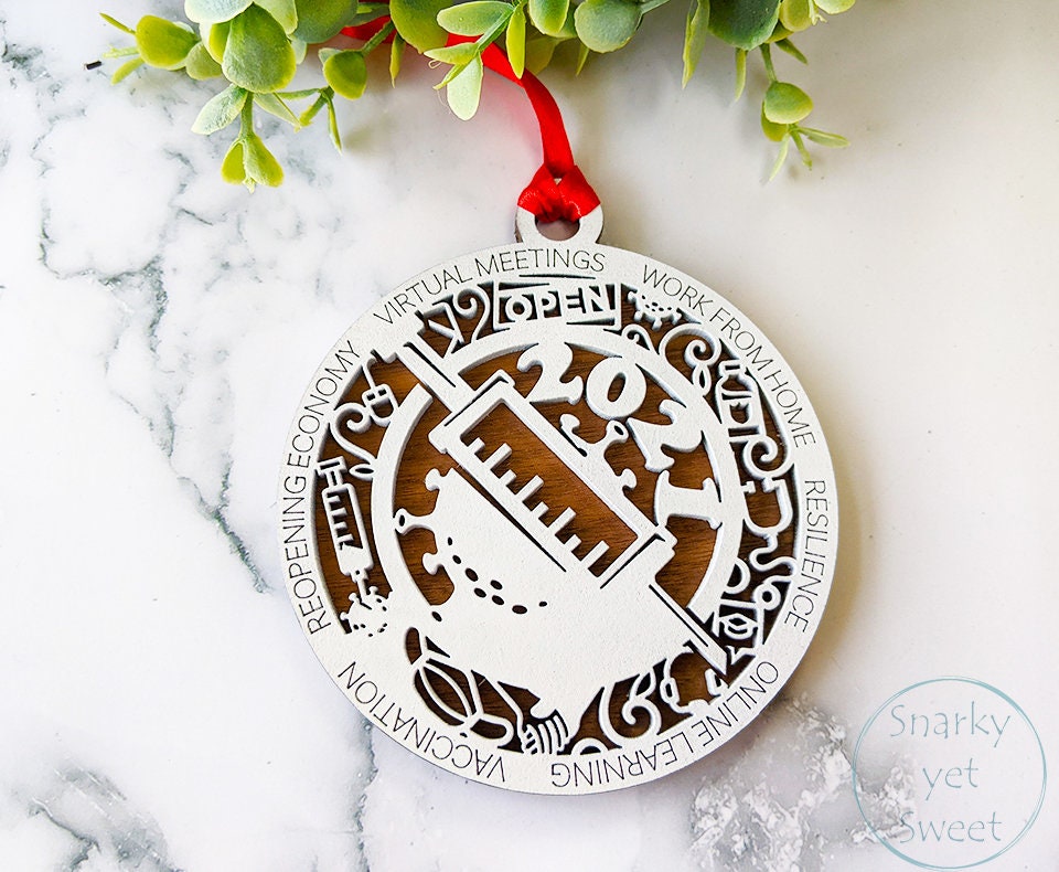 2021 ornament, covid2021, vaccinated ornament, stick it to covid ornament, unique ornament, commemorate 2021 ornament, christmas decor, tree