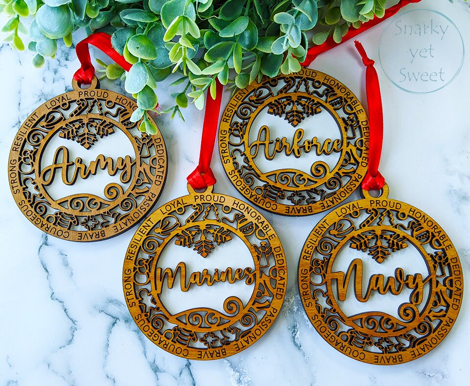 Marines layered ornament, marines ornament, military ornament, personalized ornament, unique wood ornament, laser cut ornament
