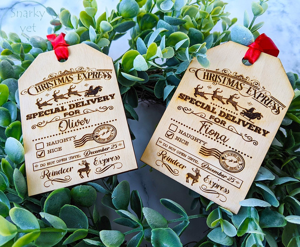 Santa gift tag, personalized gift tags from Santa, naughty or nice sign, Christmas gift tag