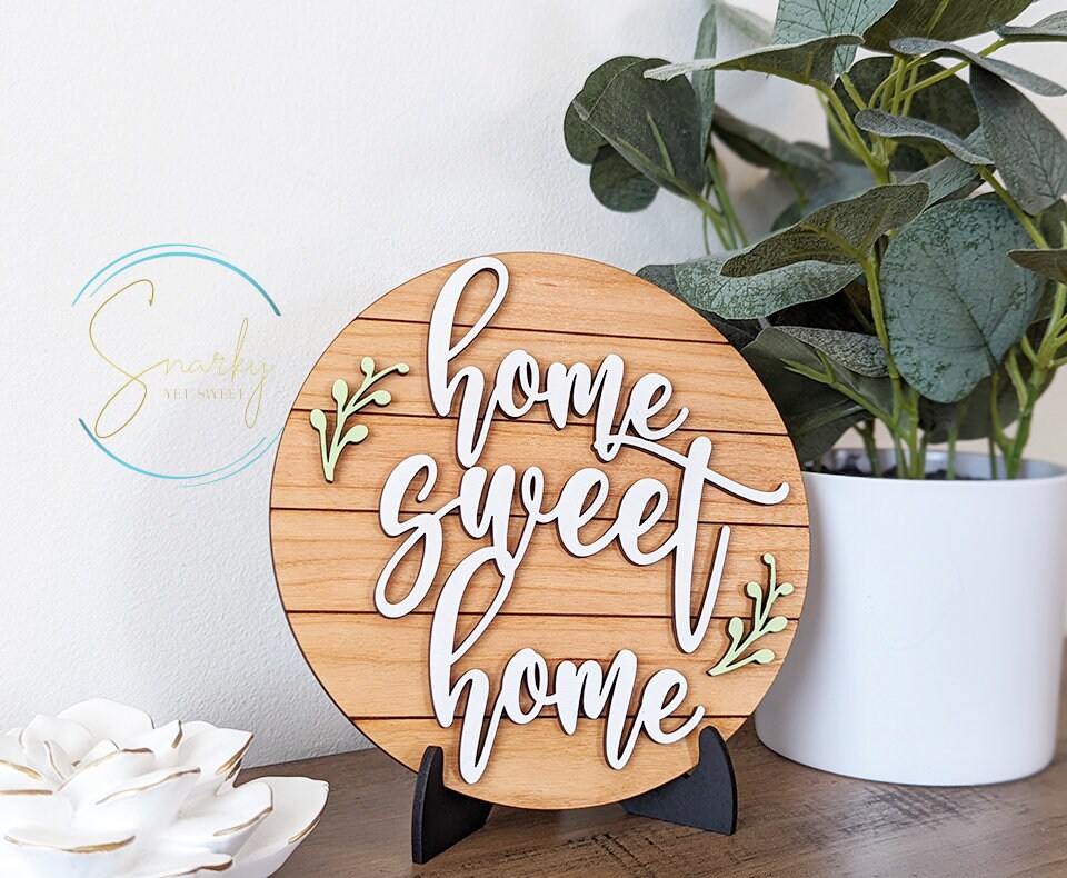 Home sweet home sign, home sweet home tiered tray decor, mini signs decor, farmhouse decor, gifts for her, decor for wall shelf