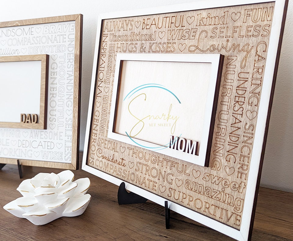 Mother's Day Photo Frame, wood engraved photo frame, personalized gift, gift for mom, gift for grandma
