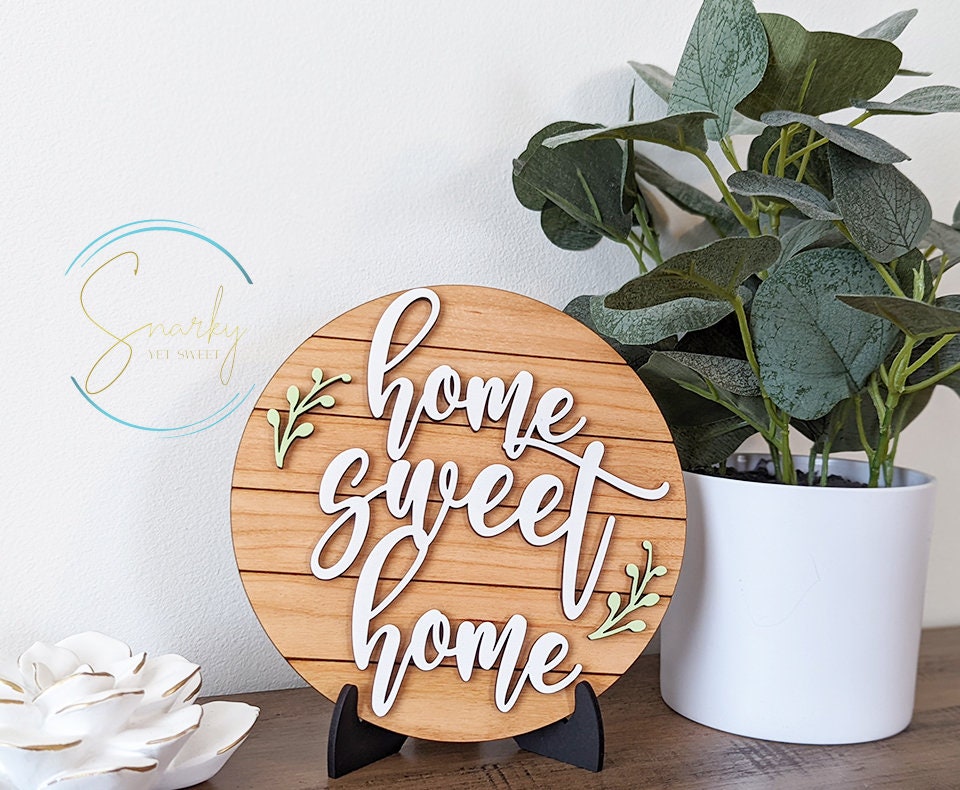 Home sweet home sign, home sweet home tiered tray decor, mini signs decor, farmhouse decor, gifts for her, decor for wall shelf