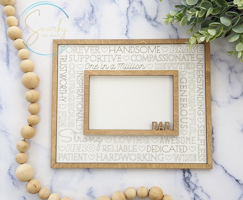 Father's Day Photo Frame, wood engraved photo frame, personalized gift, gift for dad, gift for grandpa