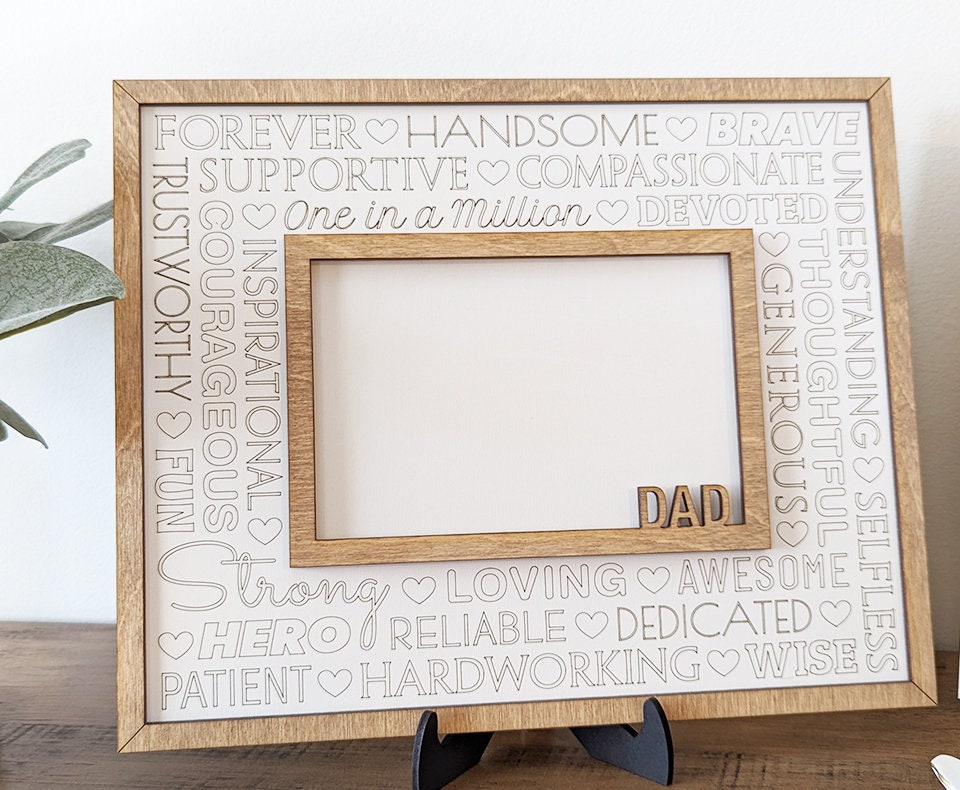 Father's Day Photo Frame, wood engraved photo frame, personalized gift, gift for dad, gift for grandpa
