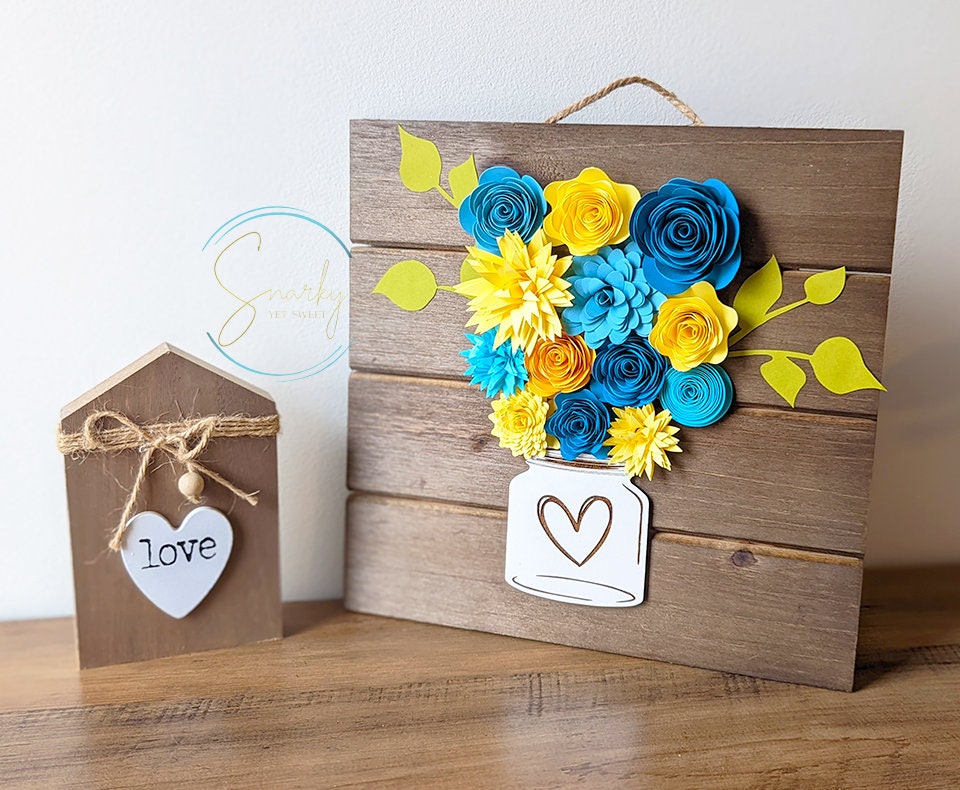 Heart Pallet Wood Sign Paper Flowers Valentine's Day