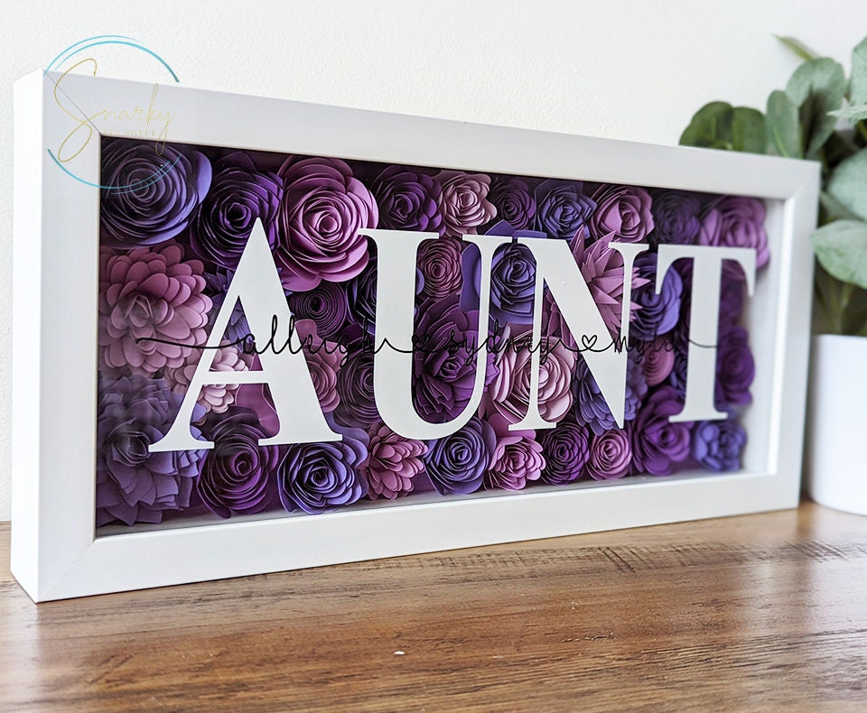 Paper flower shadow box, gift for mom, gift for grandma, mothers day shadow box, gift for mothers day, gift for wife mothers day, kid names