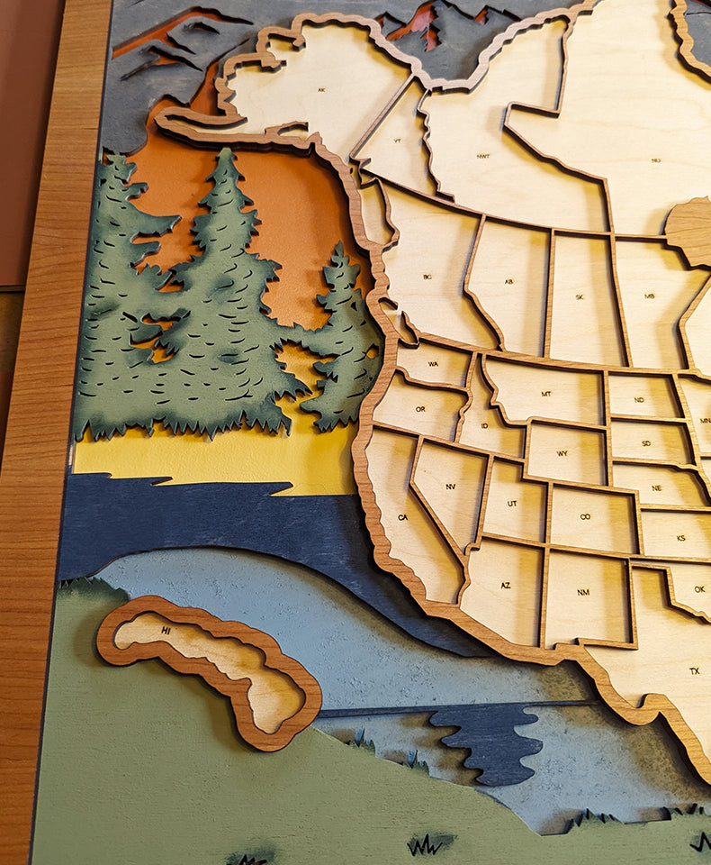 Canada & US Travel Map, Canada Travel Map, Canadian provinces map, States travel map, gift for hiker, anniversary gift, gift for outdoorsy