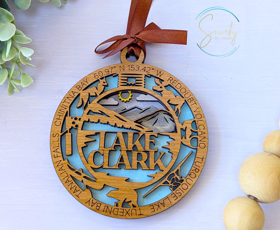 Lake Clark national park ornament, Lake Clark ornament, Lake Clark souvenir, national park gifts, national park ornament, gift for hiker
