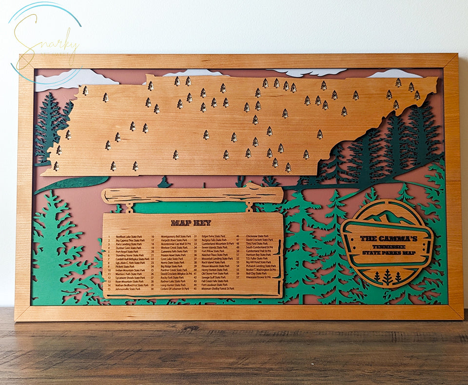 Tennessee State Parks Travel Map, State Parks Marker, US Travel Map, family road trip tracker, travel home decor, gift for hiker