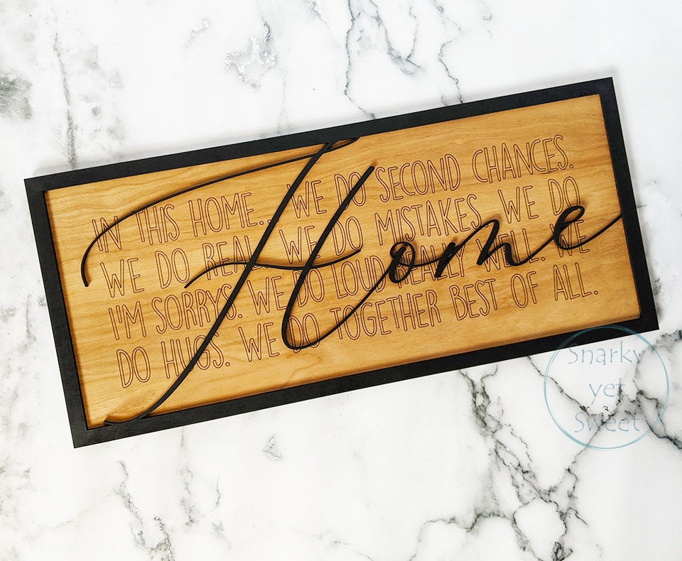 Home Layered Wood Engraved Sign, Housewarming Gift, Home Decor