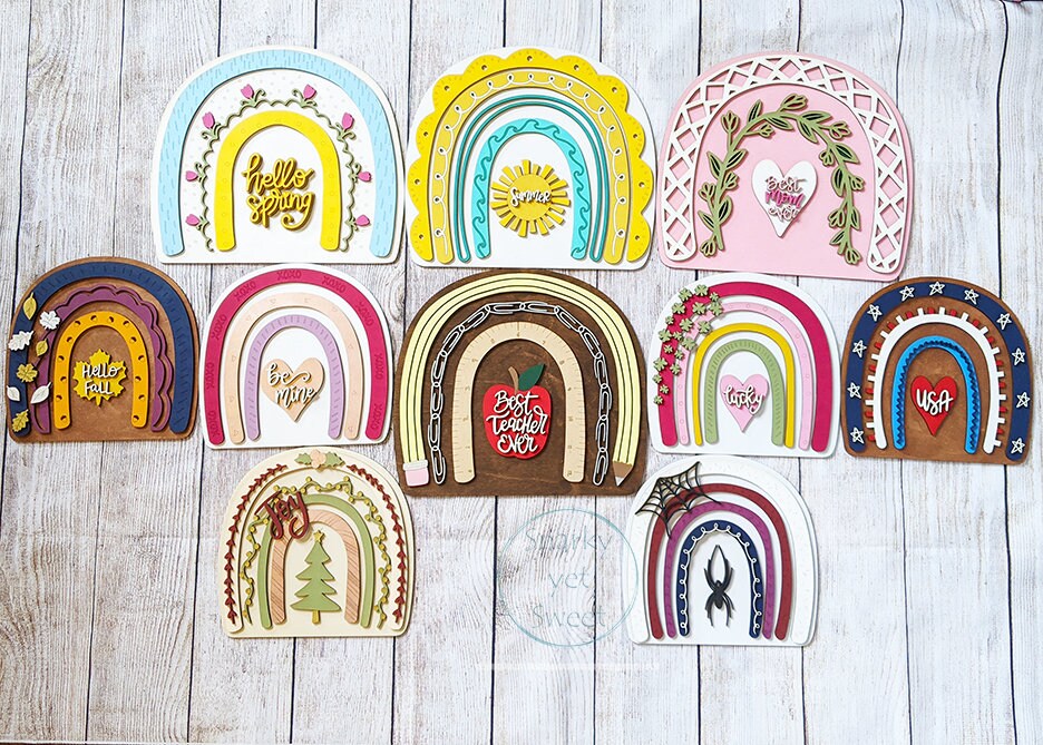 St Patrick's Day Boho Rainbow Wooden Tabletop Decor