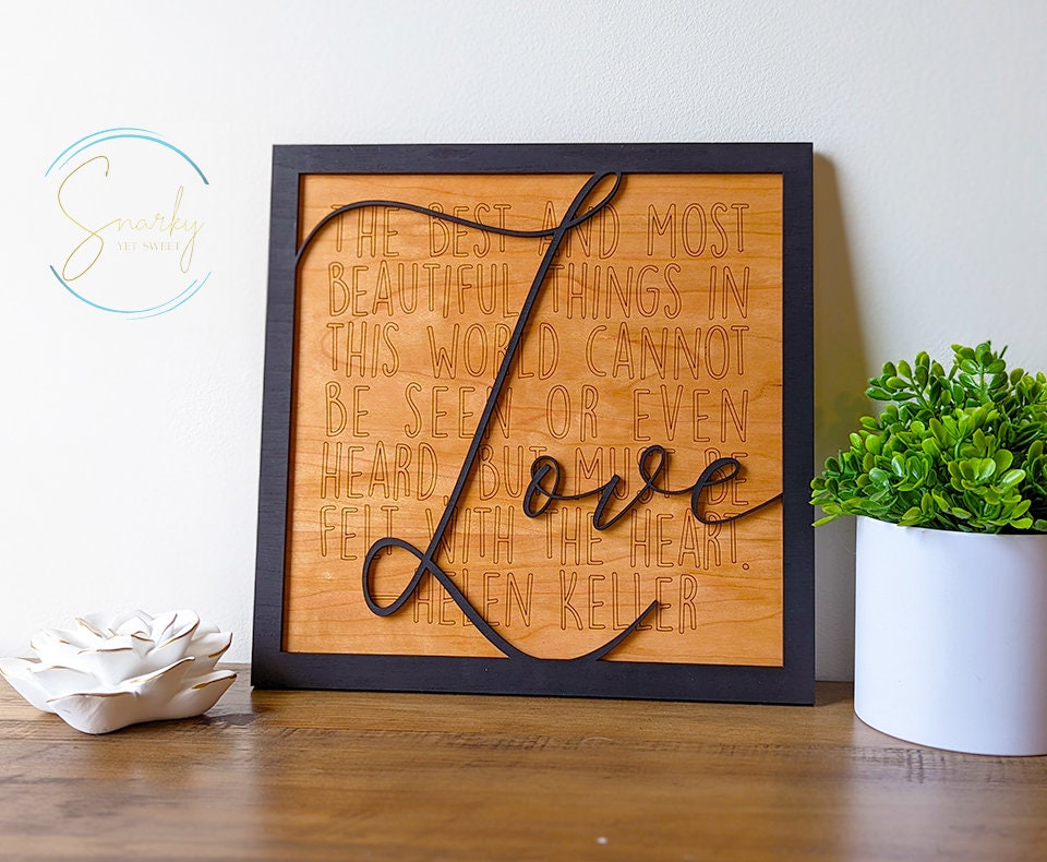 Love Layered Wood Engraved Sign, Housewarming Gift, Home Decor
