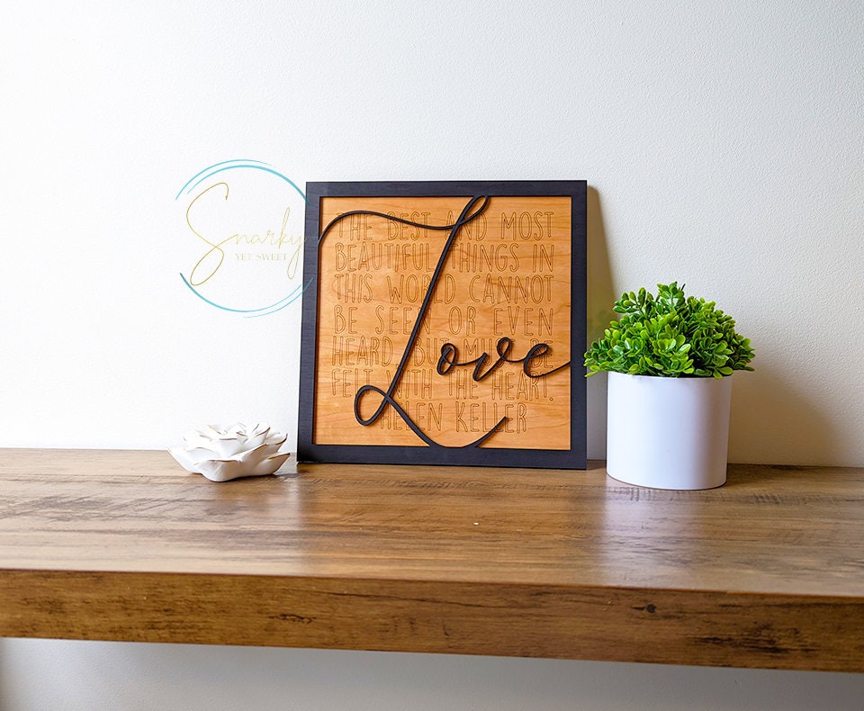 Love Layered Wood Engraved Sign, Housewarming Gift, Home Decor