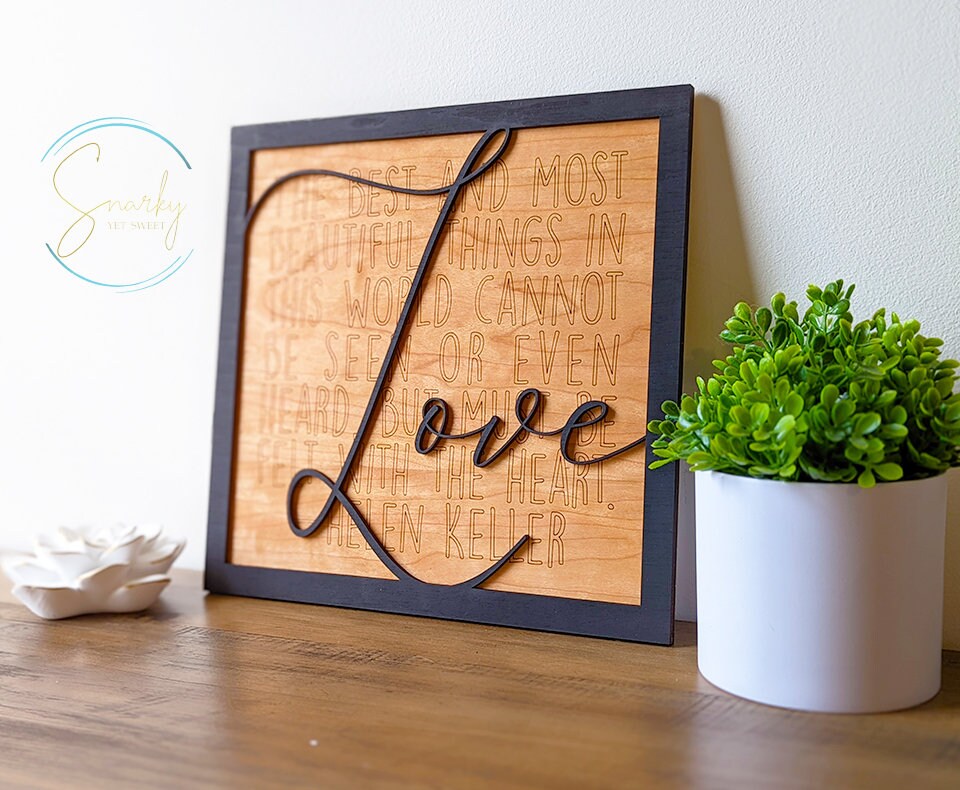 Love Layered Wood Engraved Sign, Housewarming Gift, Home Decor