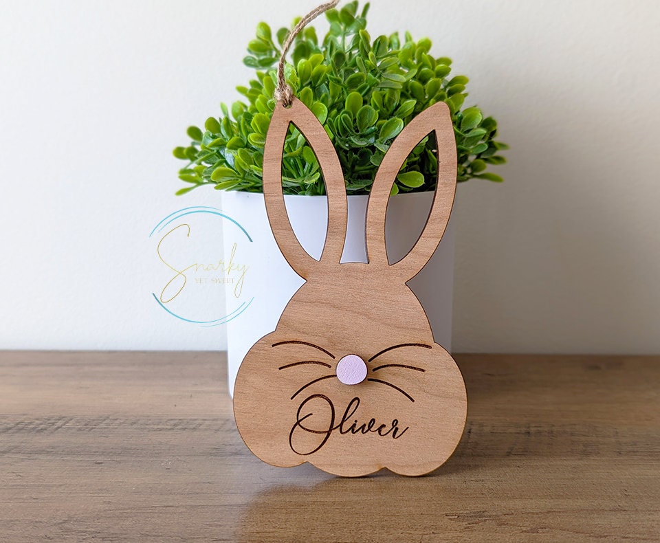 Easter basket name tags, wood Easter basket tags, wood engraved Easter tags, personalized Easter basket name tags, engraved Easter tags