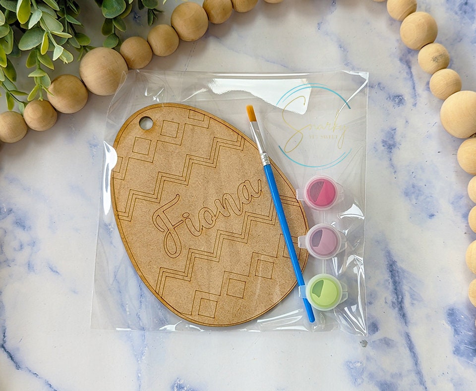 Kids Easter Eggs DIY kit, eggs coloring kit, laser engraved wood eggs, Easter decor, Easter basket filler, Easter basket gift